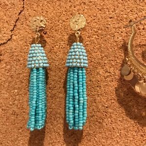Turquoise fringe dangly earrings